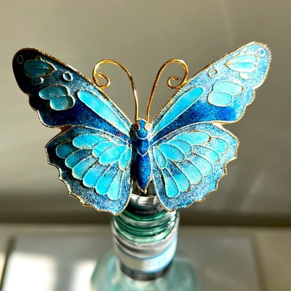 Pottery Barn S/2 Butterfly Wine Stops
